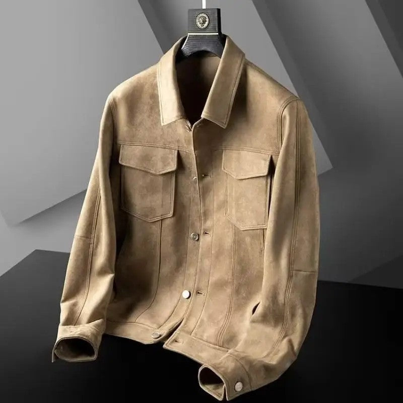 Ferano Suede Trucker Button-Up Jacket