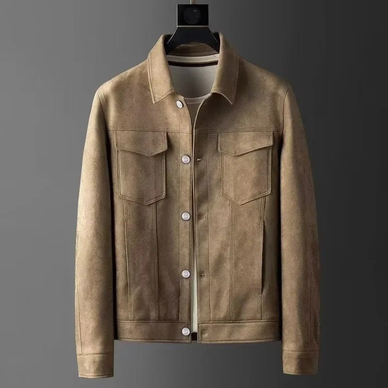 Ferano Suede Trucker Button-Up Jacket