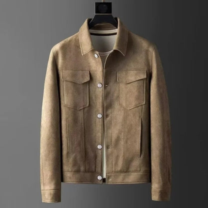 Ferano Suede Trucker Button-Up Jacket