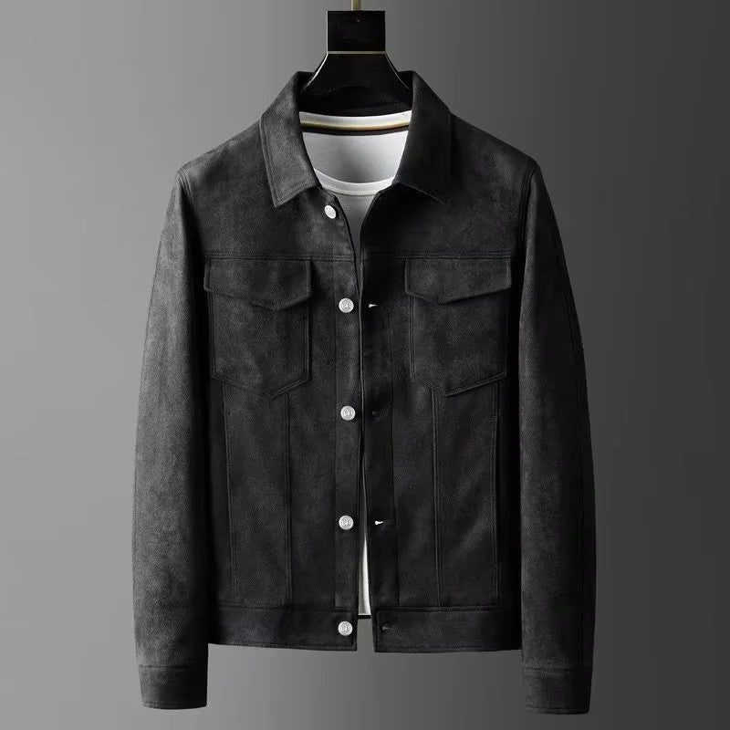 Ferano Suede Trucker Button-Up Jacket