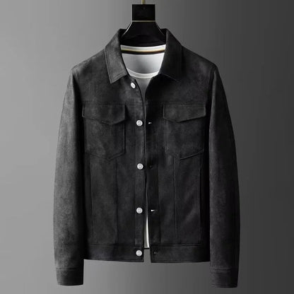 Ferano Suede Trucker Button-Up Jacket