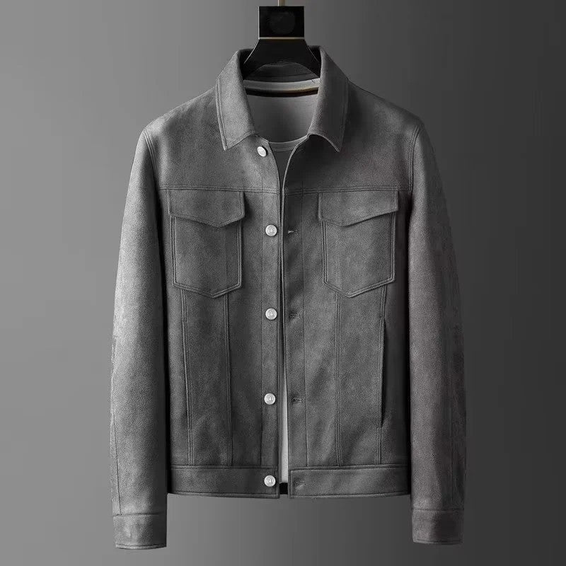 Ferano Suede Trucker Button-Up Jacket