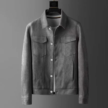 Ferano Suede Trucker Button-Up Jacket