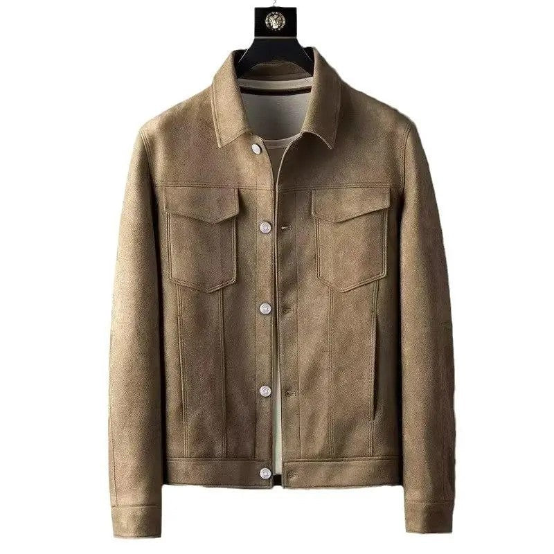 Ferano Suede Trucker Button-Up Jacket
