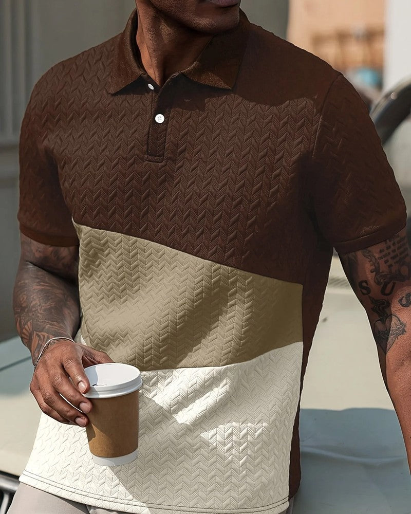 Levrin Textured Chevron Knit Polo