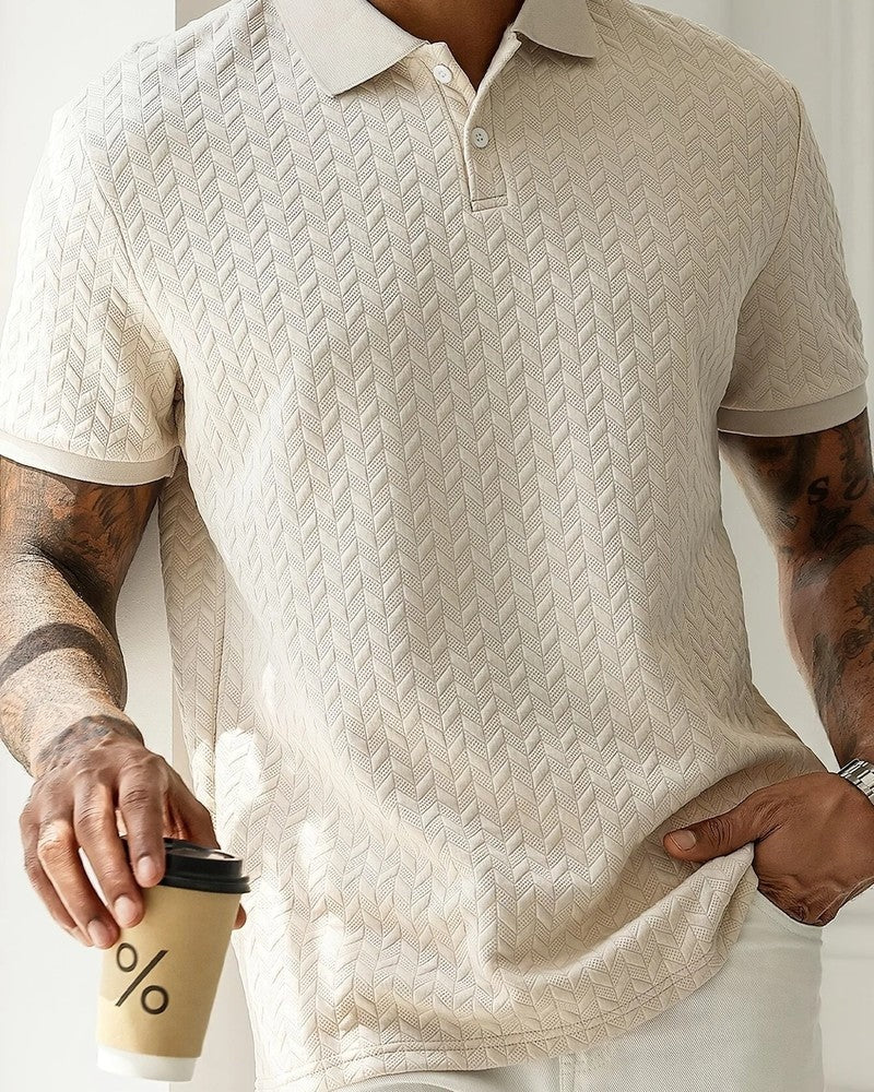 Levrin Textured Chevron Knit Polo