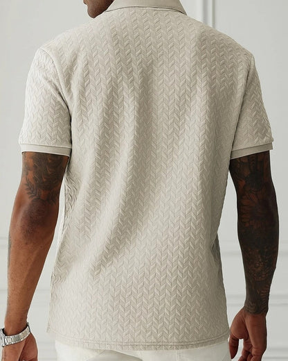 Levrin Textured Chevron Knit Polo