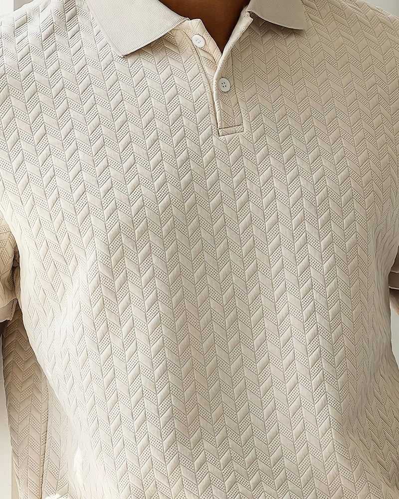 Levrin Textured Chevron Knit Polo