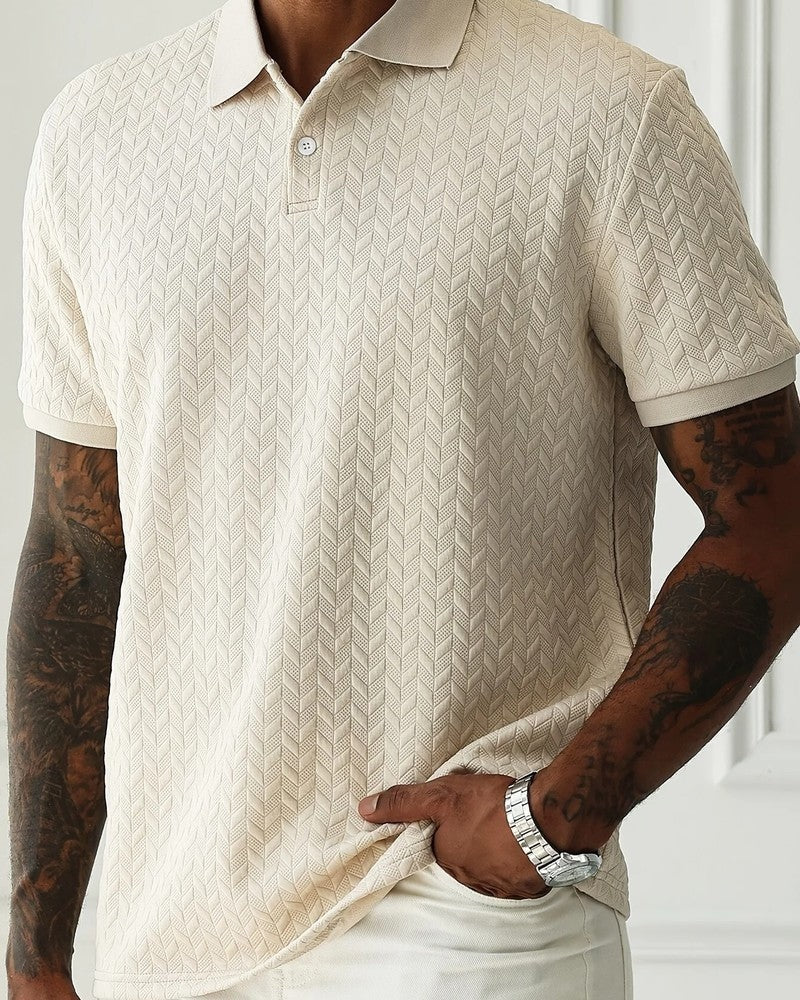 Levrin Textured Chevron Knit Polo