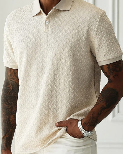 Levrin Textured Chevron Knit Polo