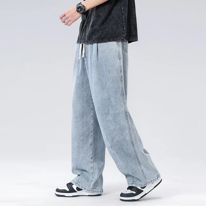 Liroux Relaxed Pleated Wide-Leg Jeans
