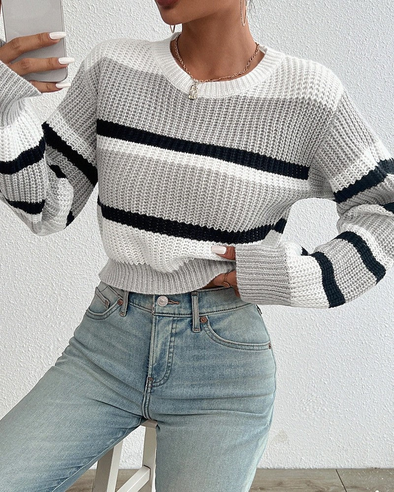 Lunero Relaxed Stripe Knit Sweater