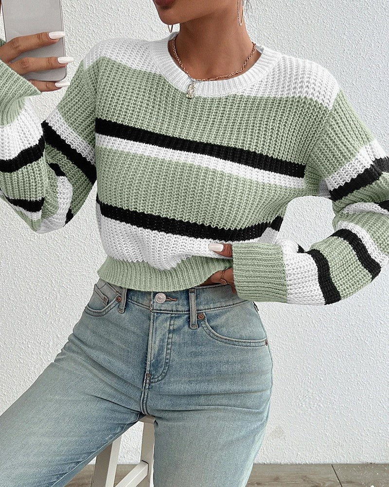 Lunero Relaxed Stripe Knit Sweater
