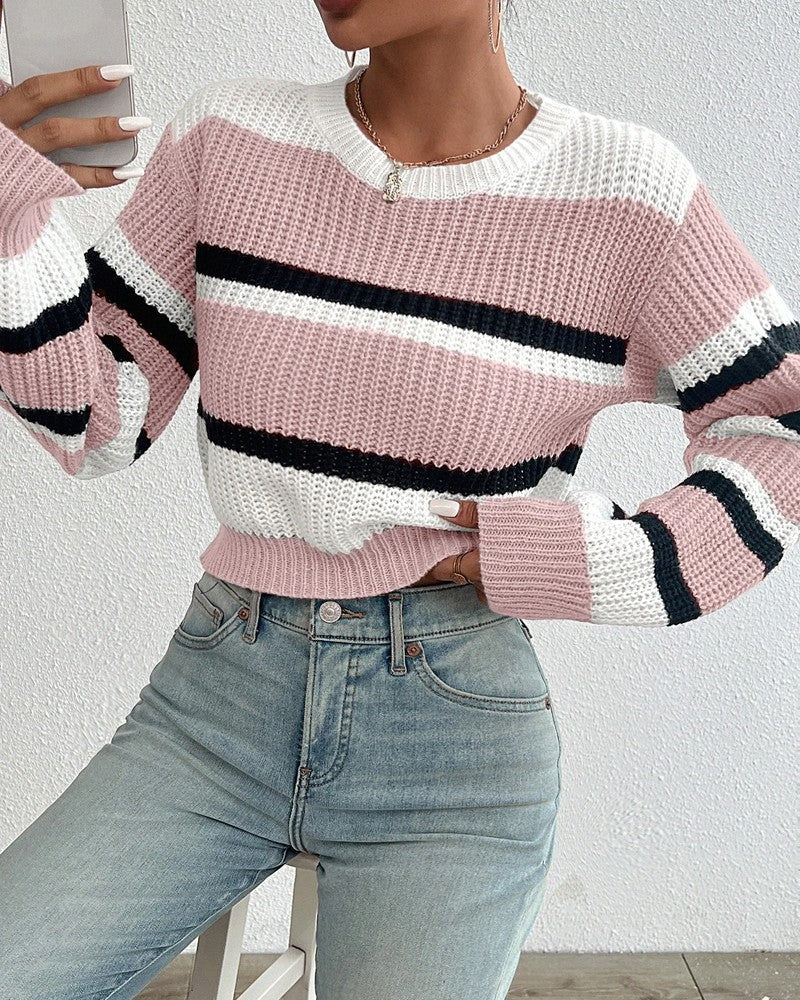 Lunero Relaxed Stripe Knit Sweater