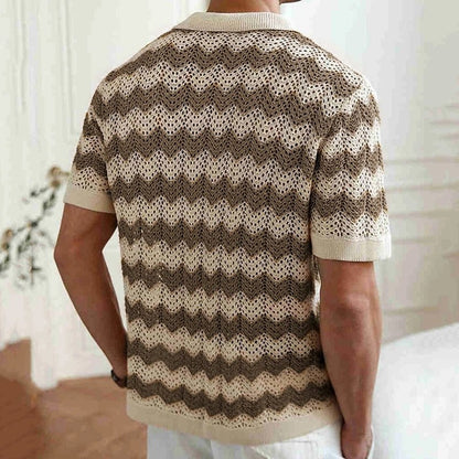 Marelo Open Knit Chevron Button-Up Shirt
