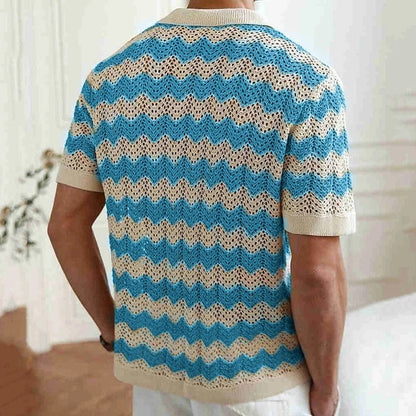 Marelo Open Knit Chevron Button-Up Shirt