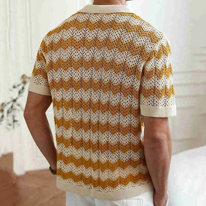 Marelo Open Knit Chevron Button-Up Shirt