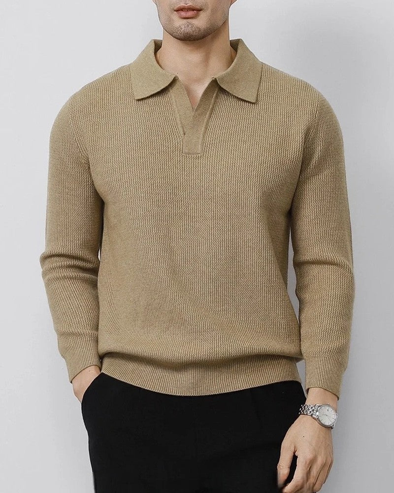 Merano Ribbed Knit Polo Sweater