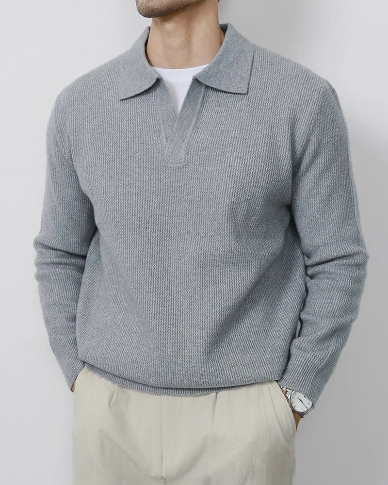 Merano Ribbed Knit Polo Sweater