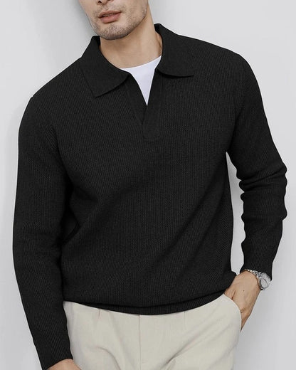 Merano Ribbed Knit Polo Sweater