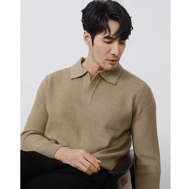 Merano Ribbed Knit Polo Sweater