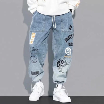 Mirox Relaxed Graphic Patchwork Denim Joggers