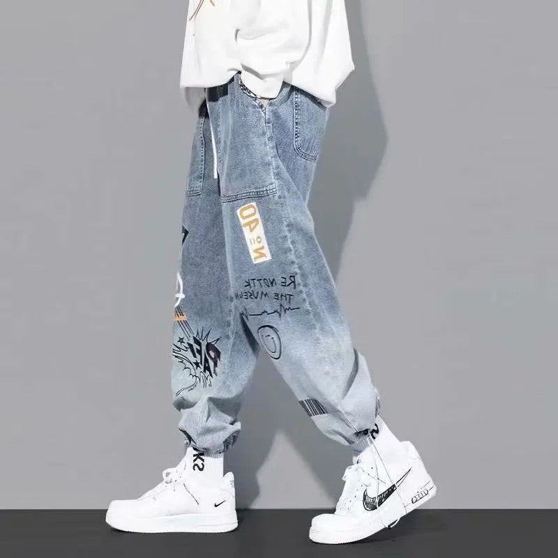 Mirox Relaxed Graphic Patchwork Denim Joggers