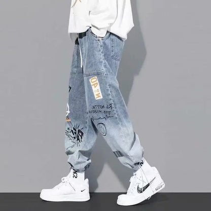 Mirox Relaxed Graphic Patchwork Denim Joggers