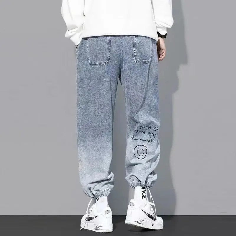 Mirox Relaxed Graphic Patchwork Denim Joggers