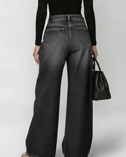 Olivine Grommet Wide-Leg Denim Jeans