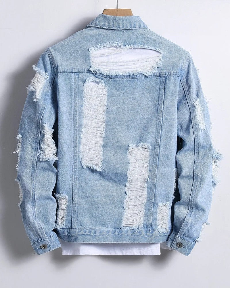 Ravik Distressed Light Wash Denim Jacket