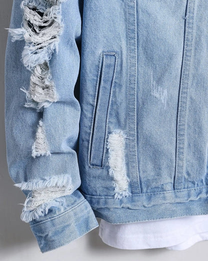 Ravik Distressed Light Wash Denim Jacket