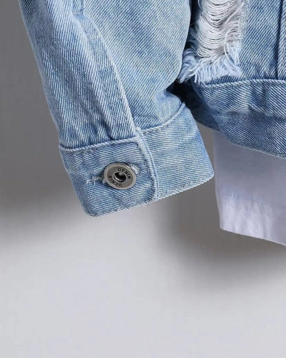 Ravik Distressed Light Wash Denim Jacket