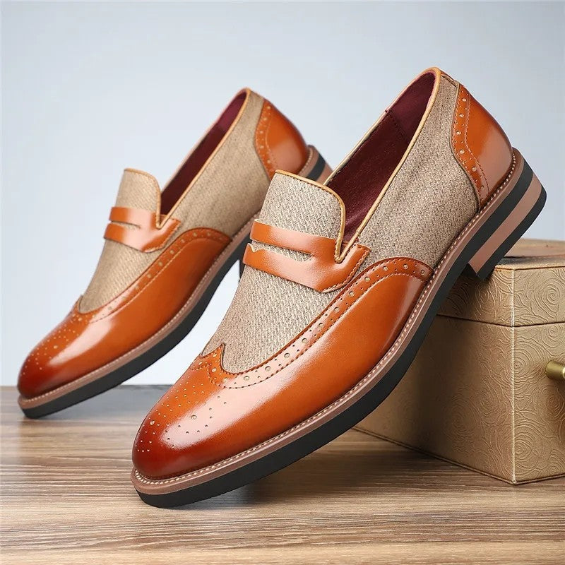 Rivaro Wingtip Textured Penny Loafers