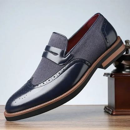 Rivaro Wingtip Textured Penny Loafers