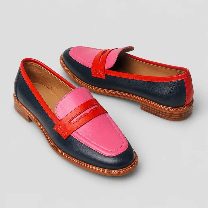 Rovino Colorblock Leather Penny Loafers