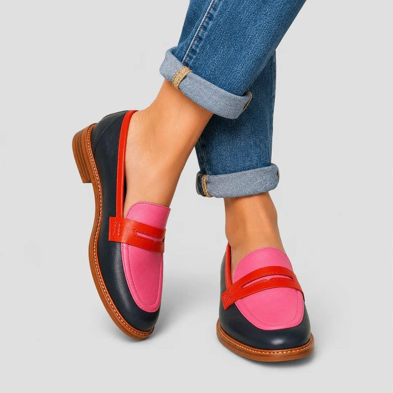 Rovino Colorblock Leather Penny Loafers