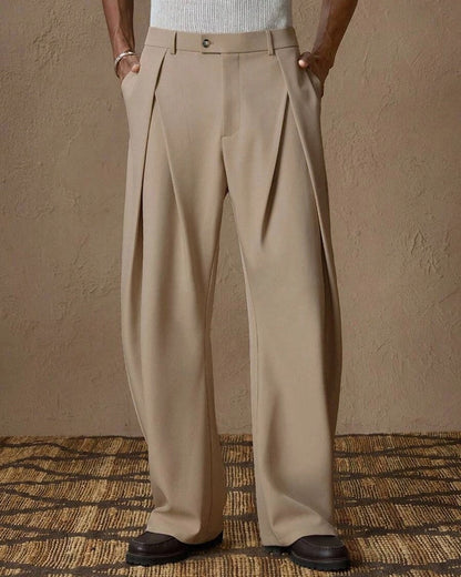 Valen Relaxed Pleated Wide-Leg Trousers