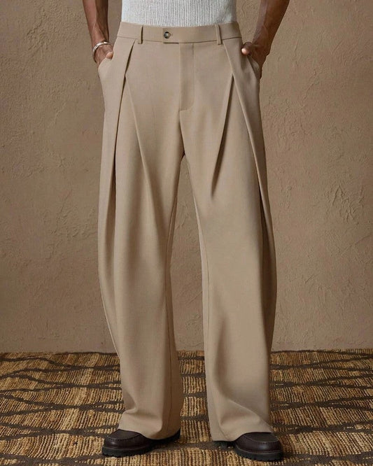 Valen Relaxed Pleated Wide-Leg Trousers