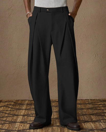 Valen Relaxed Pleated Wide-Leg Trousers