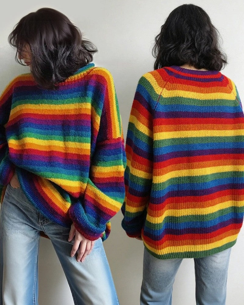 Varelle Rainbow Stripe Pride Knit Sweater