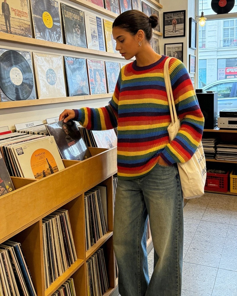 Varelle Rainbow Stripe Pride Knit Sweater