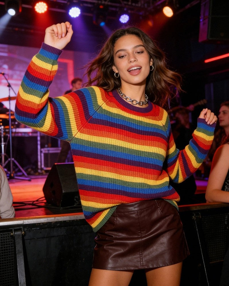 Varelle Rainbow Stripe Pride Knit Sweater
