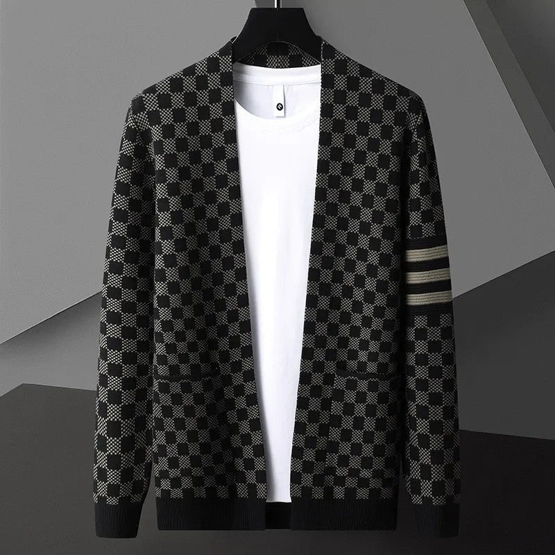 Varlen Check Knit Open Cardigan