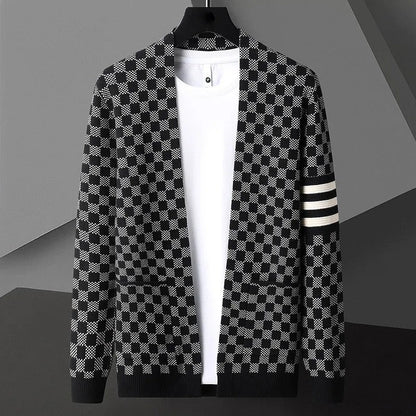 Varlen Check Knit Open Cardigan