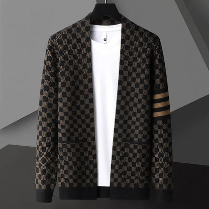 Varlen Check Knit Open Cardigan