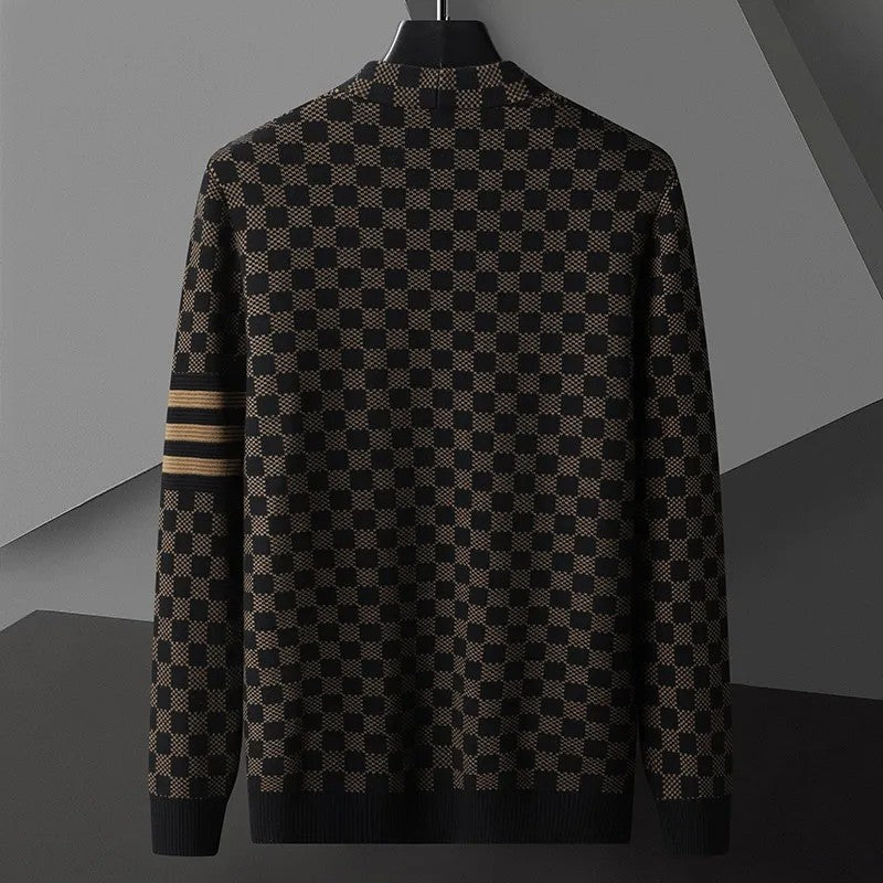 Varlen Check Knit Open Cardigan