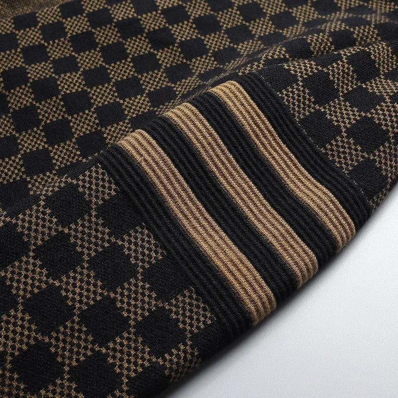 Varlen Check Knit Open Cardigan