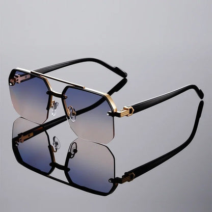 Veyron Geometric Rimless Gradient Sunglasses